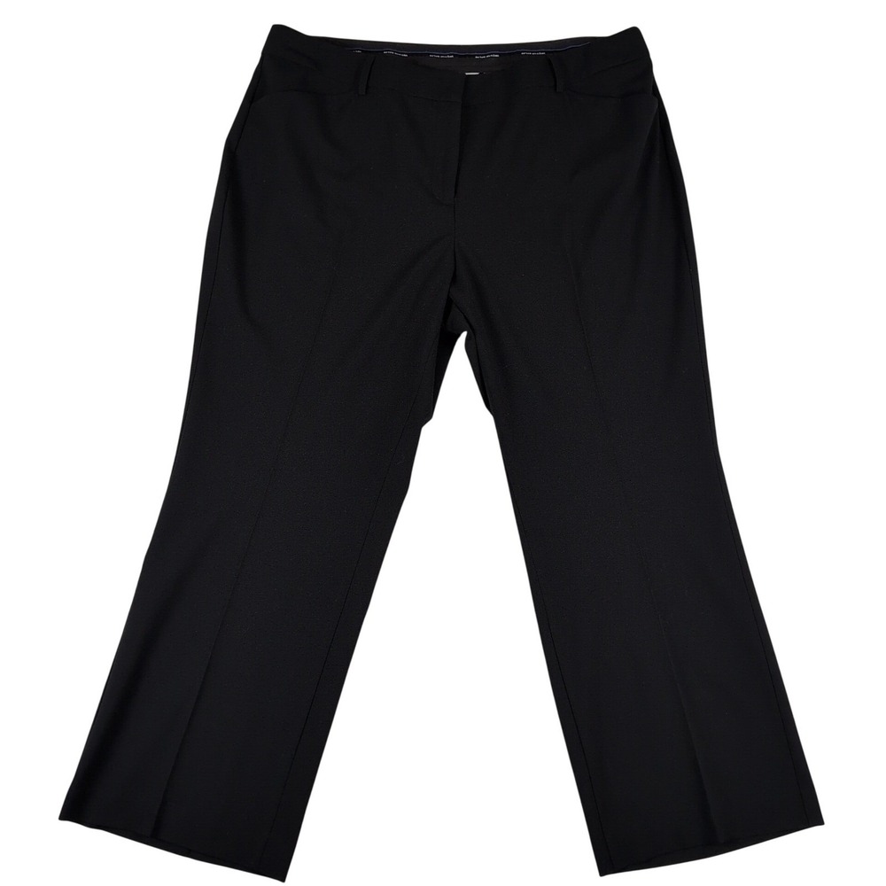 Peter Nygard Women 18W Black Stretch Dress Pants Trousers Flat Front Career EUC